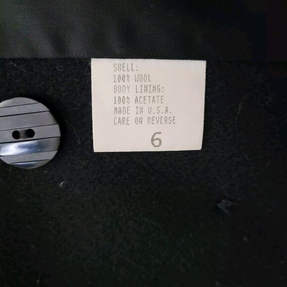 Preston & York Coat Womens 6 Black Wool Vintage Classic Double Breasted - Picture 6 of 6